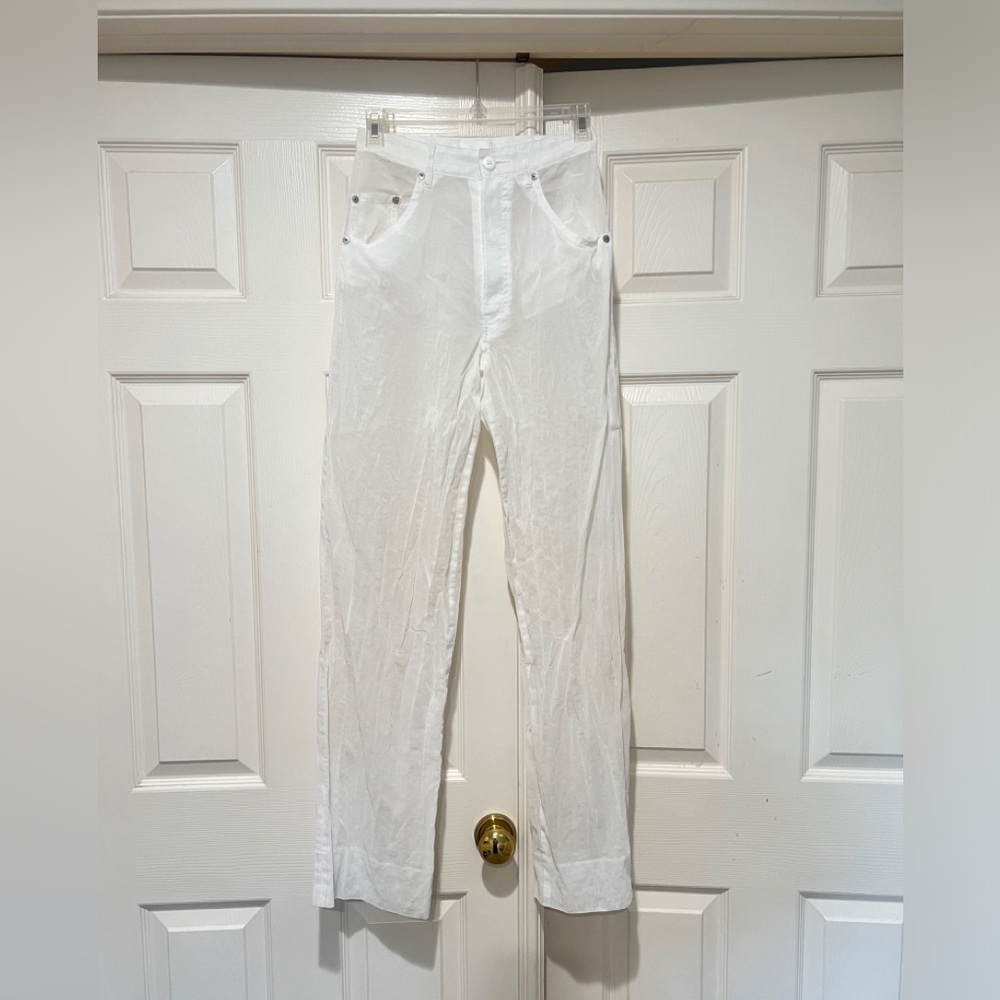 Moussy Vintage White‎ Wide leg pants Sheer see through women size small